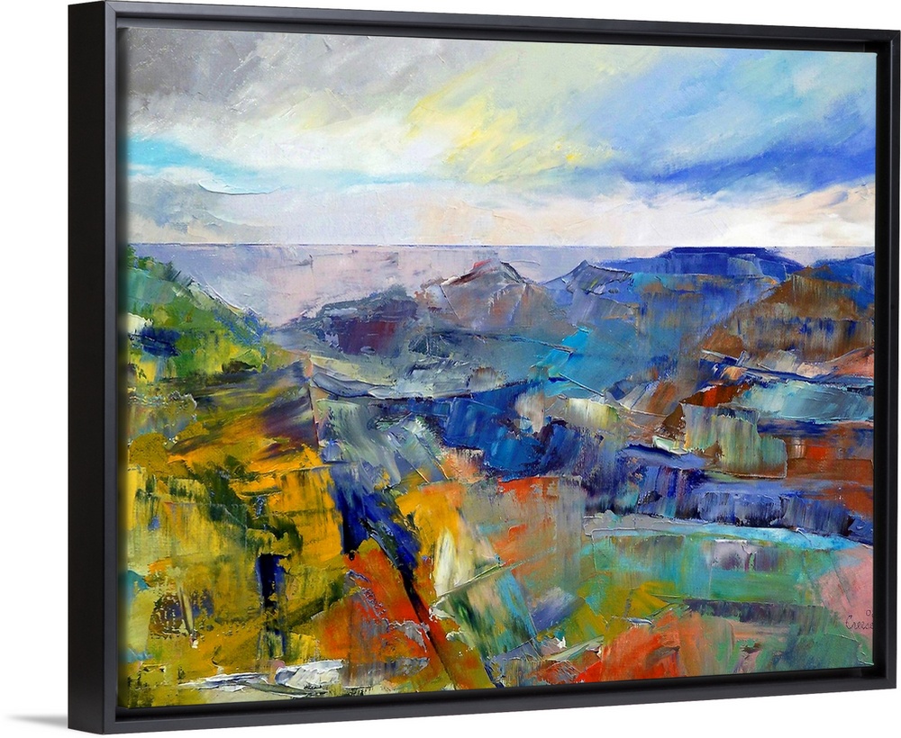 Giclee wall art of an oil paint landscape depicting an impressionistic view of the famous American landmark.