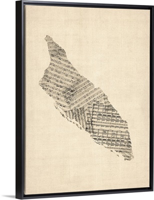 Aruba Old Sheet Music Map
