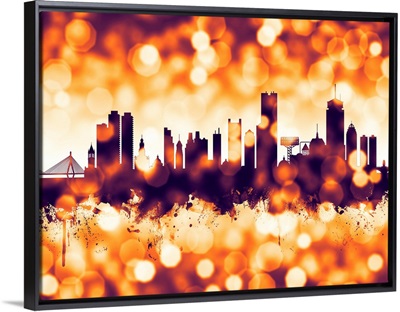 Boston Massachusetts Skyline, Orange Bokeh