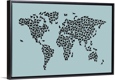 Cats Map of the World, Light Blue