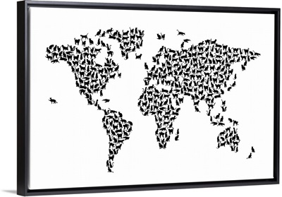 Cats Map of the World Map, White