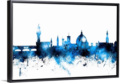 Florence Italy Skyline, Blue on White