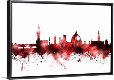 Florence Italy Skyline, Red on White