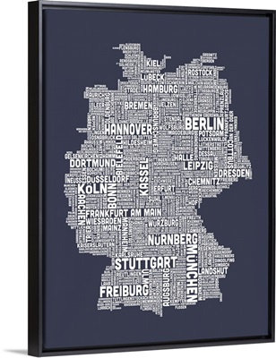 German Cities Text Map, Slate