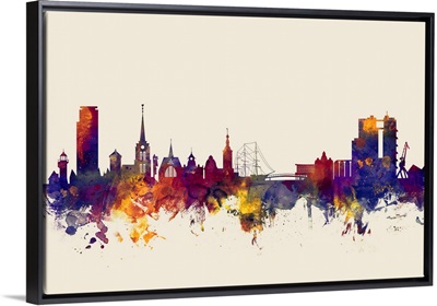 Halmstad Sweden Skyline on Beige