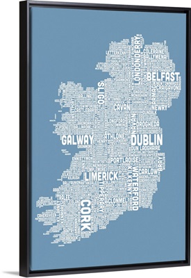 Irish Cities Text Map, Steel