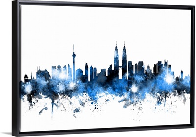Kuala Lumpur Malaysia Skyline, Blue on White