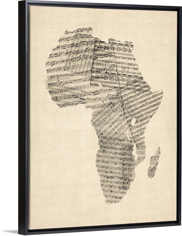 Old Sheet Music Map of Africa Map