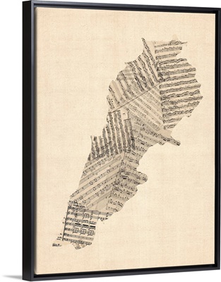Old Sheet Music Map of Lebanon