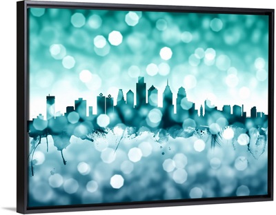 Philadelphia Pennsylvania Skyline, Teal Bokeh