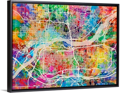 Quad Cities Street Map, Multicolor