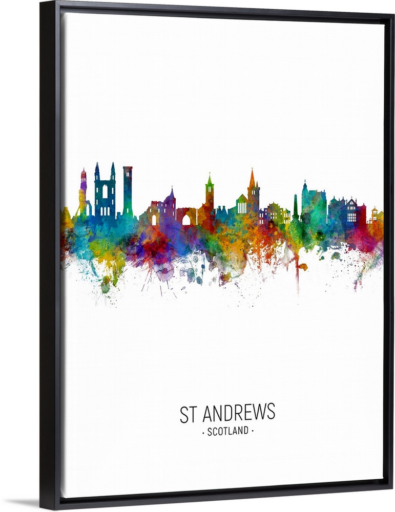 Watercolor art print of the skyline of St Andrews, Scotland, United Kingdom