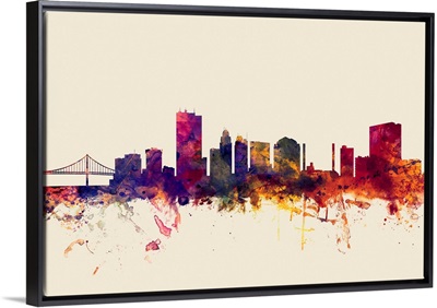 Toledo Ohio Skyline on Beige