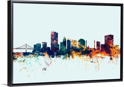 Toledo Ohio Skyline on Light Blue
