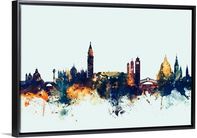 Venice Italy Skyline on Light Blue