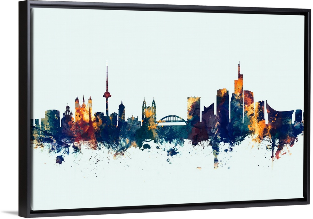 Watercolor art print of the skyline of Vilnius, Lithuania