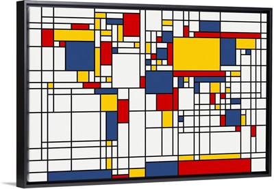 World Map Abstract Mondrian Style