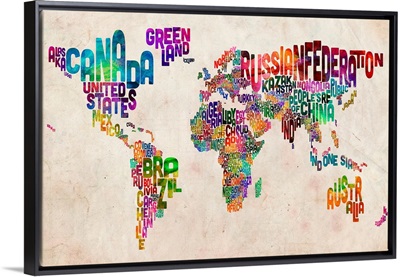 World Map made up of country names