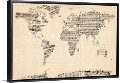World Map made up of Sheet Music