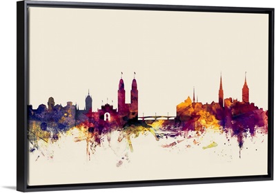 Zurich Switzerland Skyline on Beige