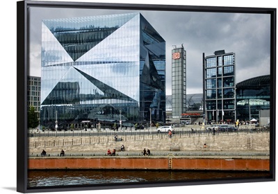Germany, Berlin, Looking At Central Station's Buildings From Across River Spree