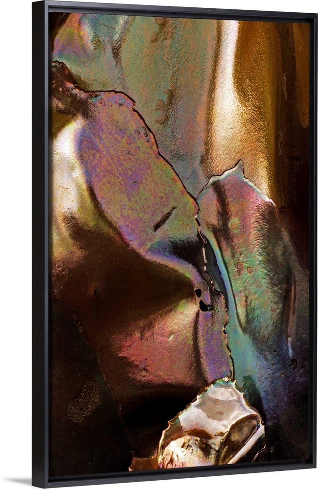 Photograph of bent sheet of copper showing dings, cracks, and rust.