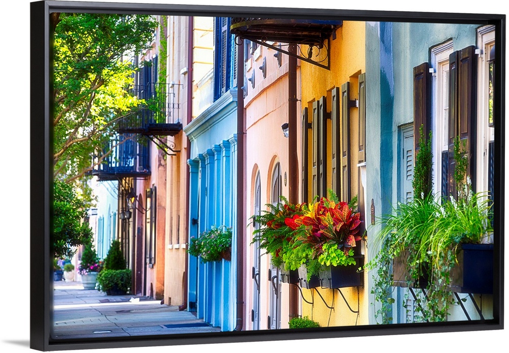 Row of Colorful Historic Houses, Rainbow Row, East Bay Street, Charleston, South Carolina