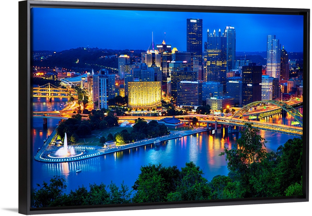 Pittsburgh Downtown Night Scenic View.