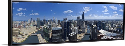 Aerial view of a city, Lake Michigan, Chicago, Cook County, Illinois