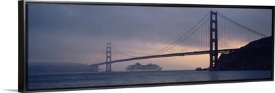 Cruise ship under a bridge, Golden Gate Bridge, San Francisco, California