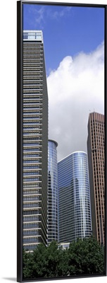 Low angle view of buildings in a city, Wedge Tower, Chevron Building, Houston, Texas