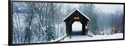 New England covered bridge in winter