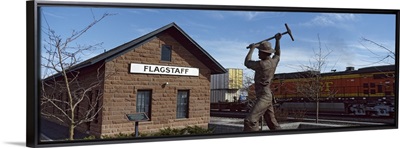 Statue in front of a railroad depot, Flagstaff, Coconino County, Arizona