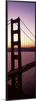 Suspension bridge at sunrise, Golden Gate Bridge, San Francisco Bay, San Francisco, California,