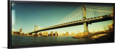 Suspension bridge with a city in the background Brooklyn Bridge Manhattan New York City New York State
