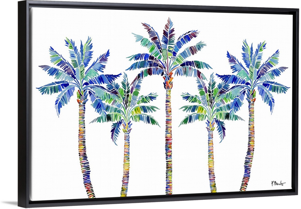 Watercolor palm tree on a white background.
