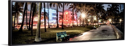 Colorful Street Life, Ocean Drive by Night, Miami