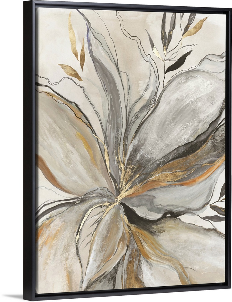 Gold Charcole Flower I