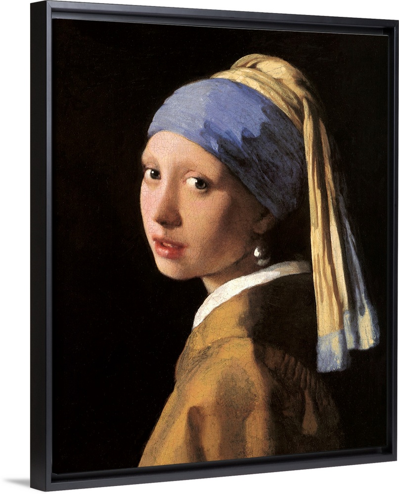 Classic artwork of a girl that has her head slightly turned to the side so you can only see the left side of her face and ...