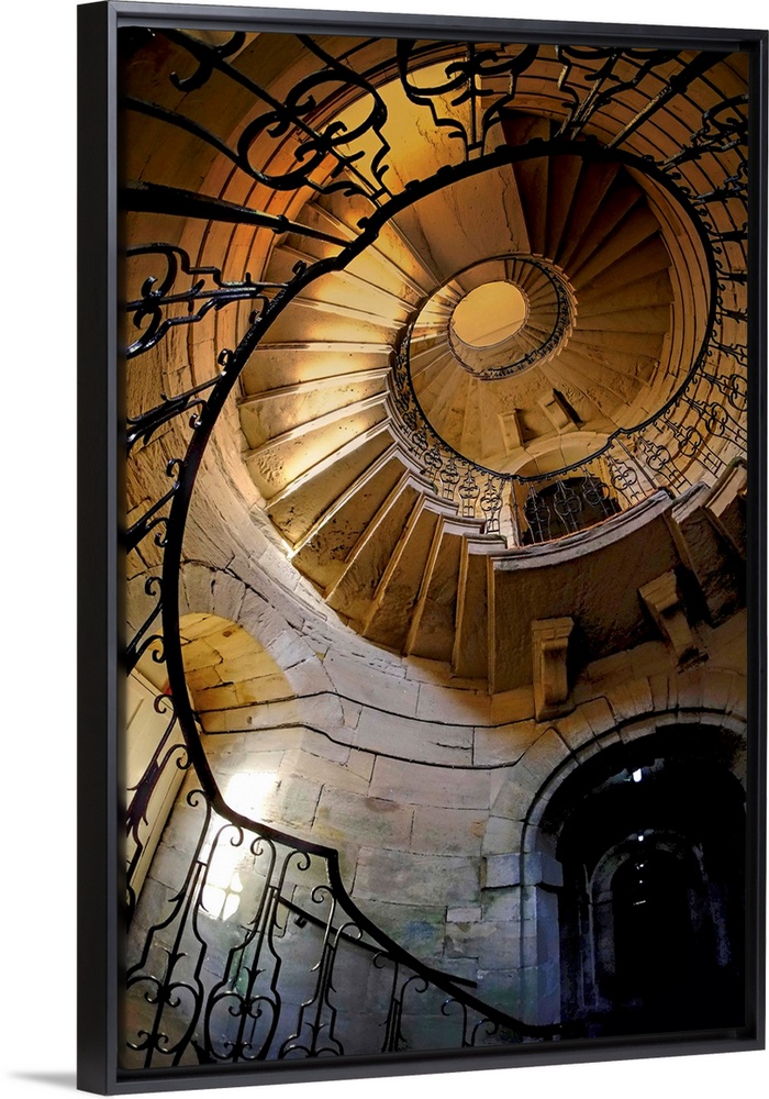 A spiral staircase in Delaval Hall, Northumberland, England.