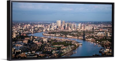 Aerial View Of Canary Wharf, River Thames, London, England
