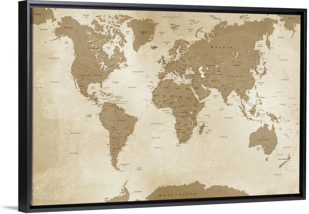 Sepia toned map of the World with an antique look.