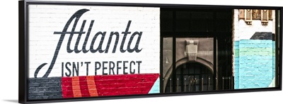 Atlanta Isn't Perfect geometric mural on the side of Switchyards, Atlanta, Georgia