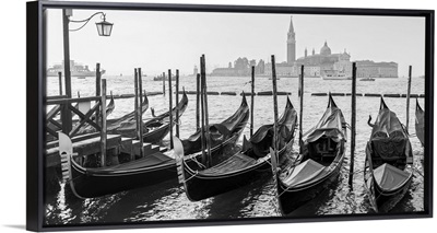 Black and White Gondolas at Piazza San Marco, Venice, Italy