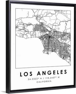 Black and White Minimal City Map Of Los Angeles