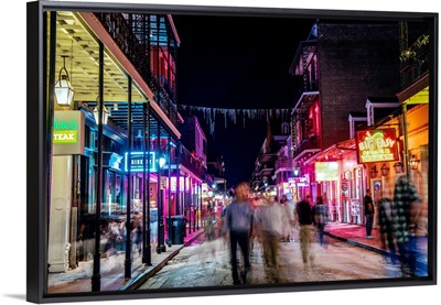 Bourbon Street At Night, New Orleans, Louisiana