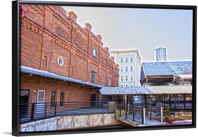 Brick facade of a factory building, American Tobacco Historic District, Durham, NC