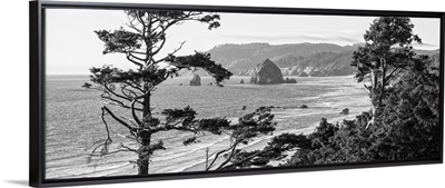 Cannon Beach Black and White, Oregon - Panoramic