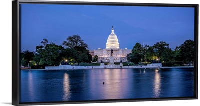 Capitol Reflecting Pool At Night, US Capitol Building, Washington DC