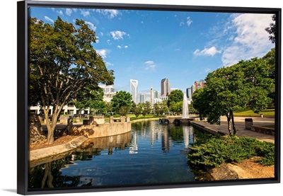 Charlotte Skyline and Fountain